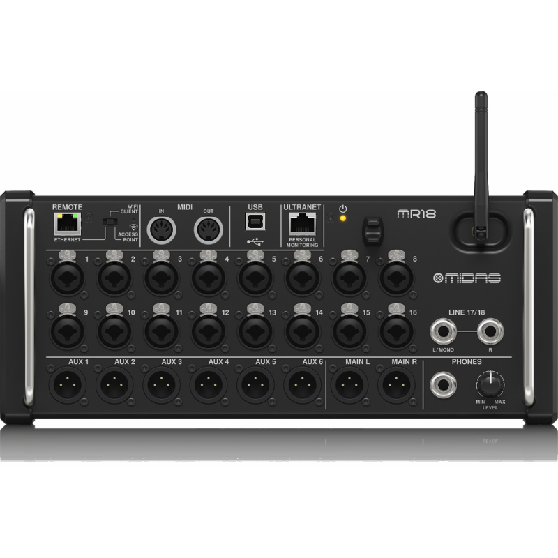 MIDAS MR18 18-Input Digital Mixer for iPad/Android with 16 Preamps, Wifi Module, Multi-Channel USB Audio Interface