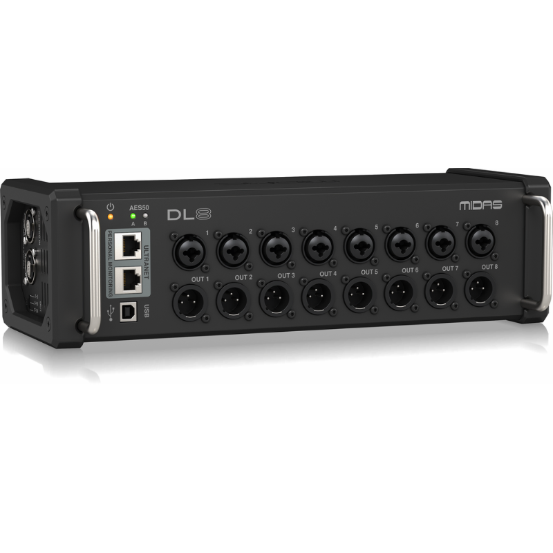 Midas DL8 PoE 8x8 Stage Box with Microphone Preamplifiers and ULTRANET Outputs