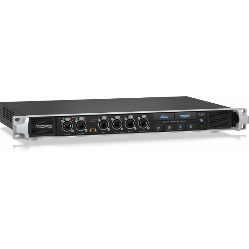 Midas HUB4 Pro Monitor System Hub 48/96kHz with 4 PoE Ports, AES50 In/Through, StageCONNECT, 16-Channel