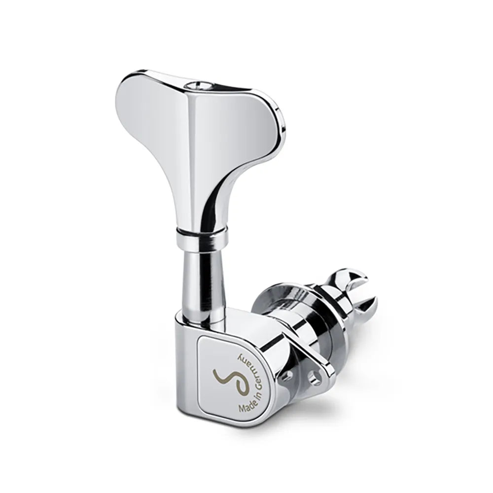Schaller Bass Machines 2/2 M4 90 Light Chrome Tuning Pegs with 1:20 Gear Ratio, 44g Weight, 14mm Bore Diameter