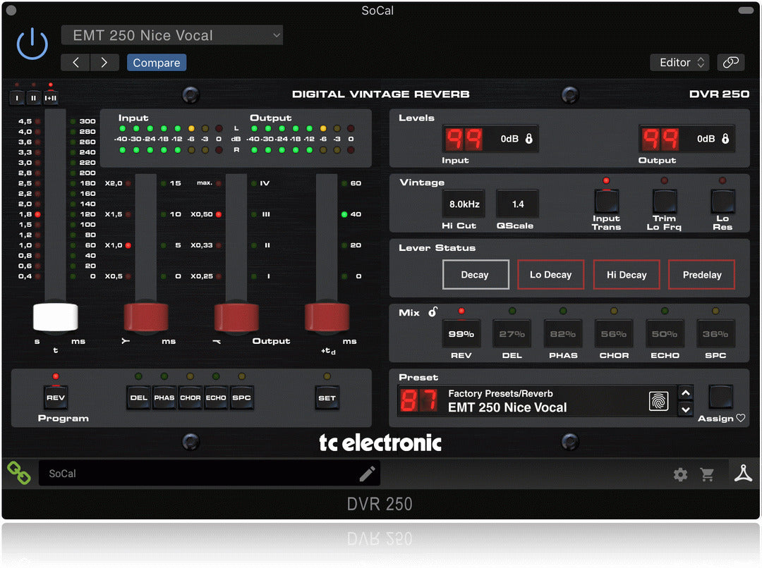 TC Electronic DVR-250-DT Digital Vintage Reverb with Hardware Interface