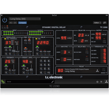 TC Electronic TC2290 DT Dynamic Delay Plug-in with Hardware Controller and Presets