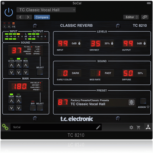 TC Electronic TC8210-DT Classic Mixing Reverb Plug-in with Hardware Controller
