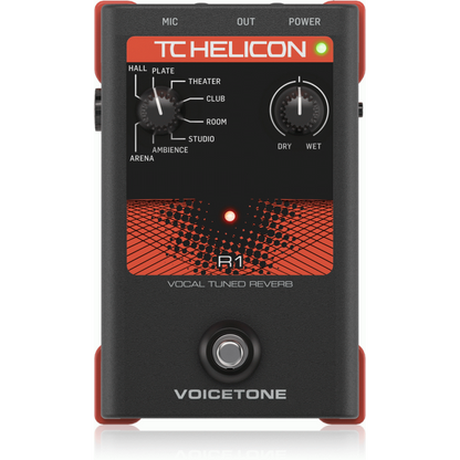 TC Helicon VoiceTone R1 Single-Button Stompbox for Live Vocal Reverb