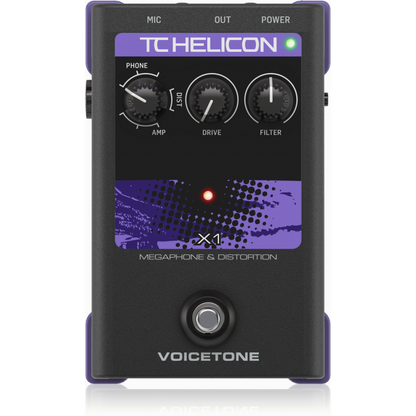 TC Helicon VoiceTone X1 Stompbox for Megaphone and Distortion Vocal Effects