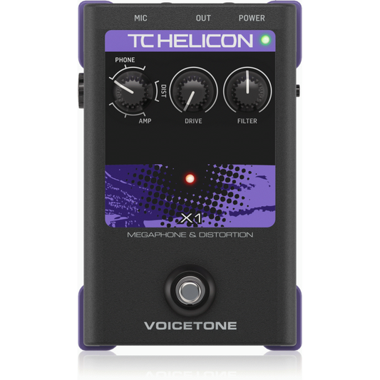 TC Helicon VoiceTone X1 Stompbox for Megaphone and Distortion Vocal Effects