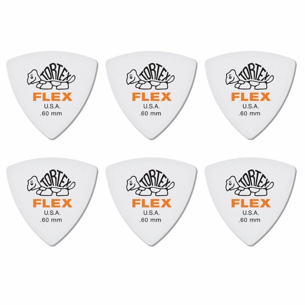 6 x Jim Dunlop Tortex Triangle FLEX 0.60MM Gauge Guitar Picks 456R