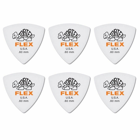 6 x Jim Dunlop Tortex Triangle FLEX 0.60MM Gauge Guitar Picks 456R
