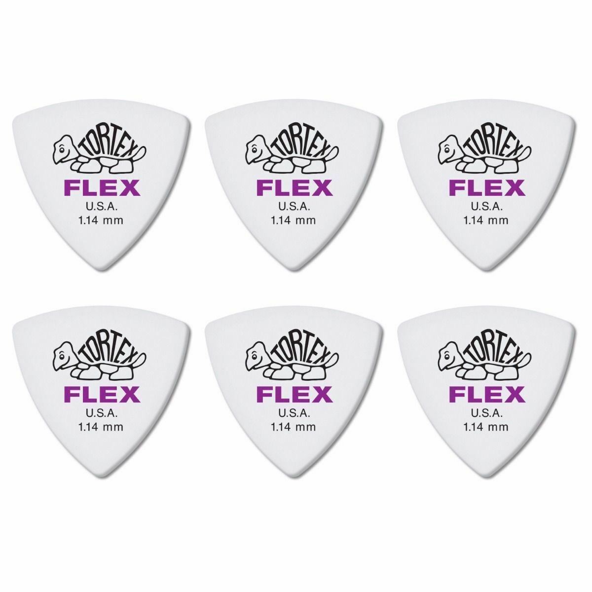 6 x Jim Dunlop Tortex Triangle FLEX 1.14MM Gauge Guitar Picks 456R