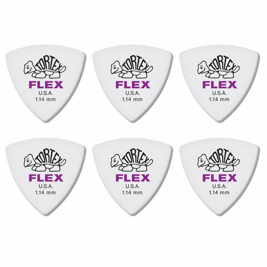 6 x Jim Dunlop Tortex Triangle FLEX 1.14MM Gauge Guitar Picks 456R
