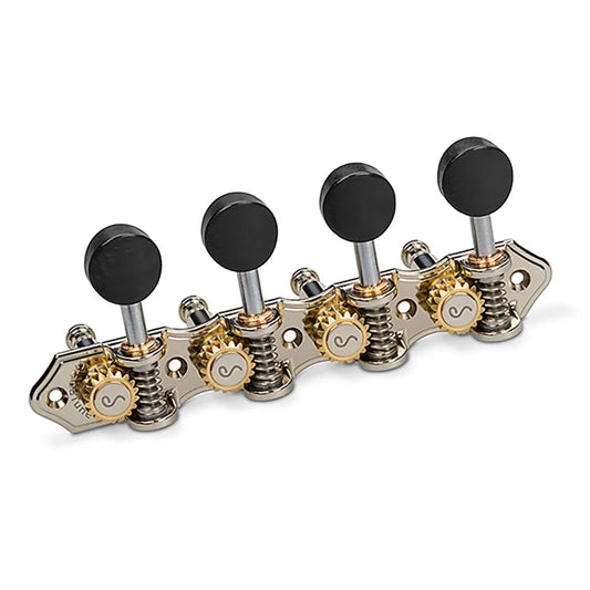 Schaller GrandTune A-Style Mandolin Tuning Machine Nickel Ebony 1:18 Gear Ratio