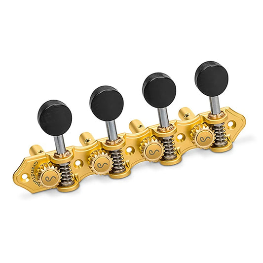 Schaller GrandTune A-Style Mandolin Tuning Machine Satin Gold with Ebony Buttons