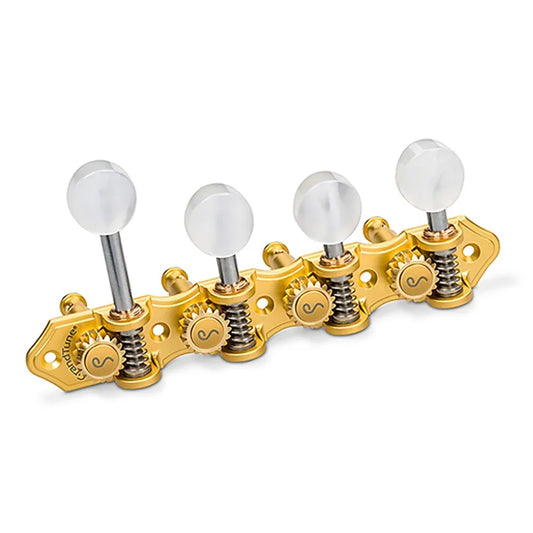 Schaller GrandTune F-Style Mandolin Tuning Machine Satin Gold Pearl 1:18 Gear Ratio