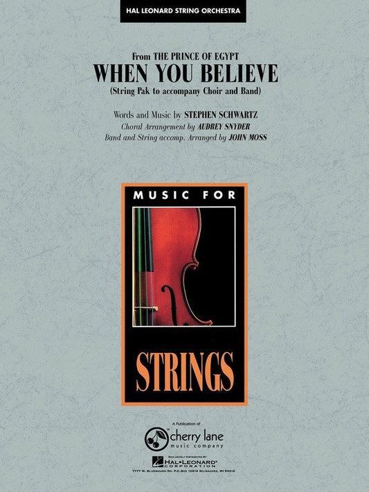 When You Believe — String Orchestra with Optional Choir & Band, Score & Parts (Cherry Lane Pop Specials for Strings)