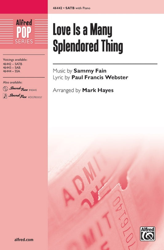Love Is A Many Splendored Thing SATB