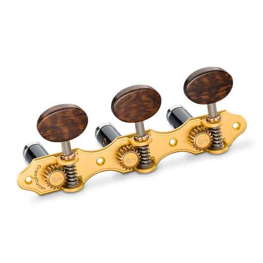 Schaller GrandTune Classic Hauser Satin Gold with Deluxe Black Rollers Machine Heads