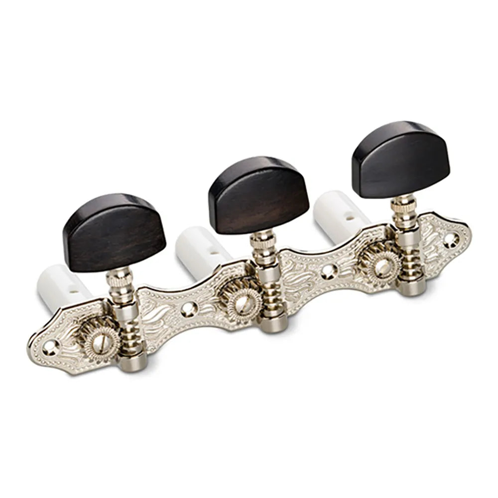 Schaller Classical Guitar Machine Heads HNi1 Nickel with Ebony Buttons and White Rollers