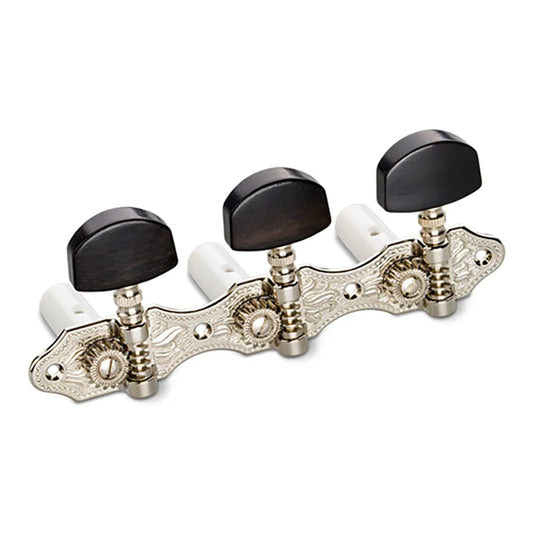 Schaller Classical Guitar Tuners Hauser Nickel HNi1 with Ebony and White Rollers