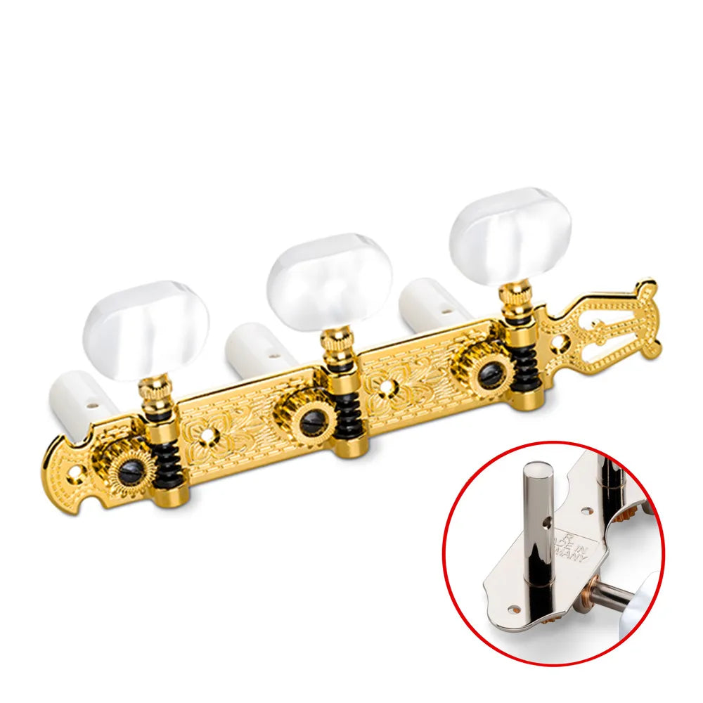 Schaller Mach 3/3 Steel/Lyre Plate Slotted Gold 8011011500 Machine Heads for Steel String Guitars