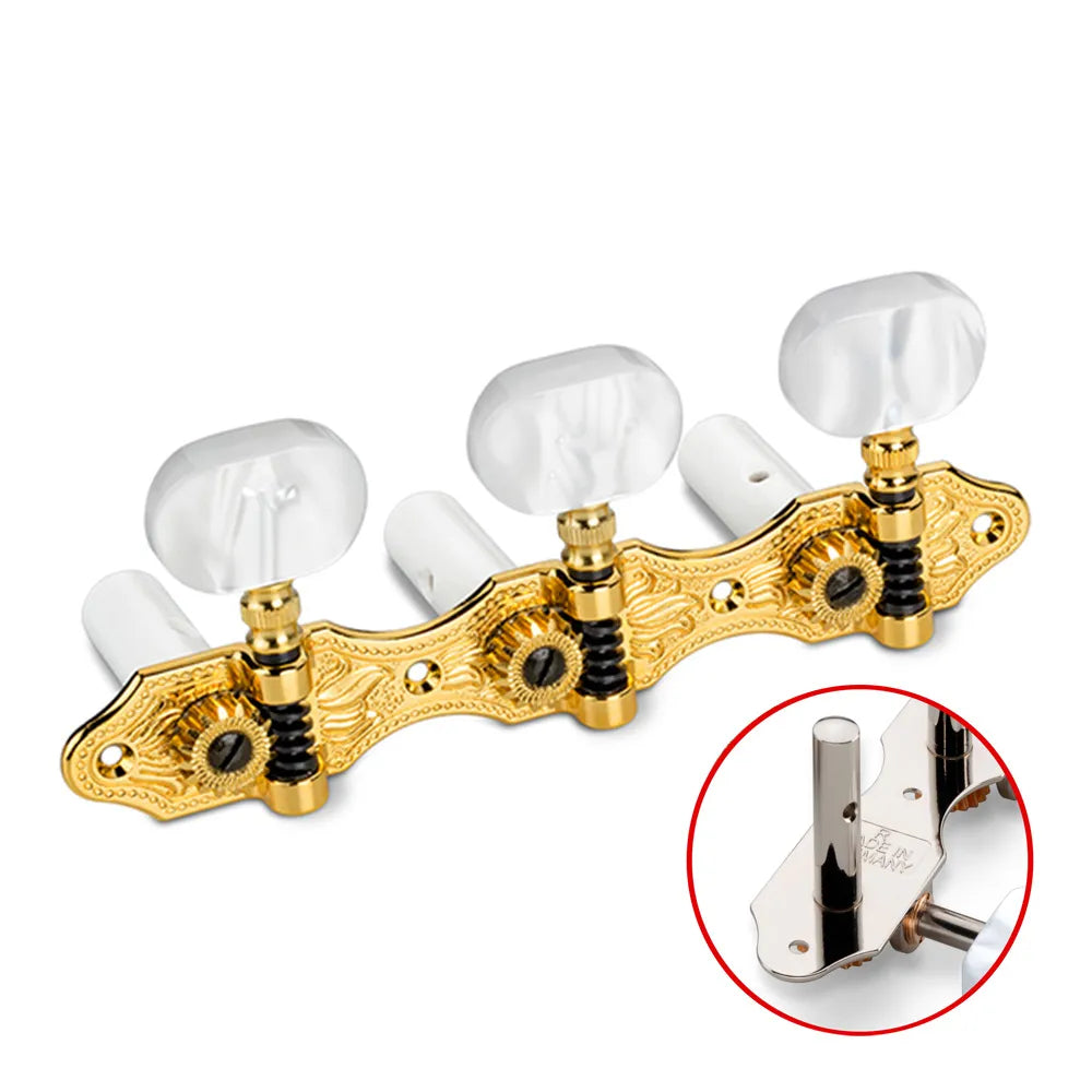 Schaller Mach 3/3 Steel/Hauser Plate Slotted Gold 8010330563 Machine Heads for Steel String Guitars