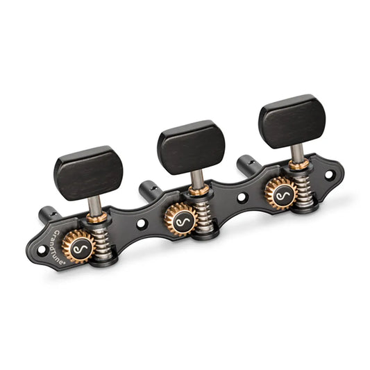 Schaller GrandTune Hauser 3/3 Slotted Tuning Heads Satin Black with Ebony Buttons