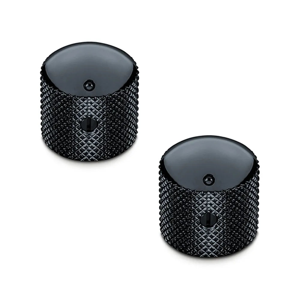 Schaller Guitar Dome Knurled Knobs Set of 2 Black Brass 1176-15020400