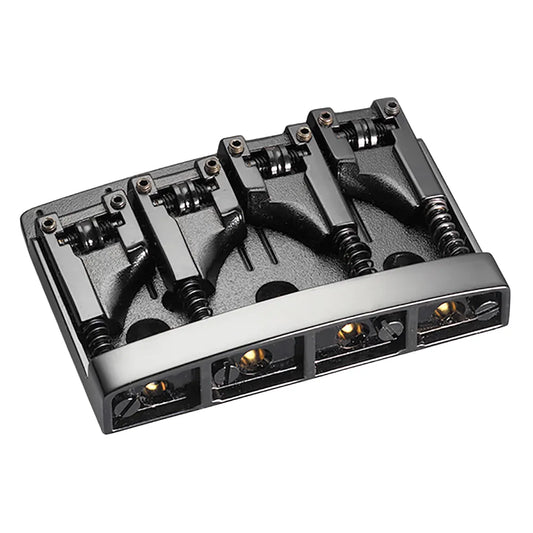 Schaller 3D-4 Black Bass Bridge (4-String) 12130400 - Adjustable Height, Intonation, and Spacing, Brass Saddles, Includes Mounting Screws and Allen Ke