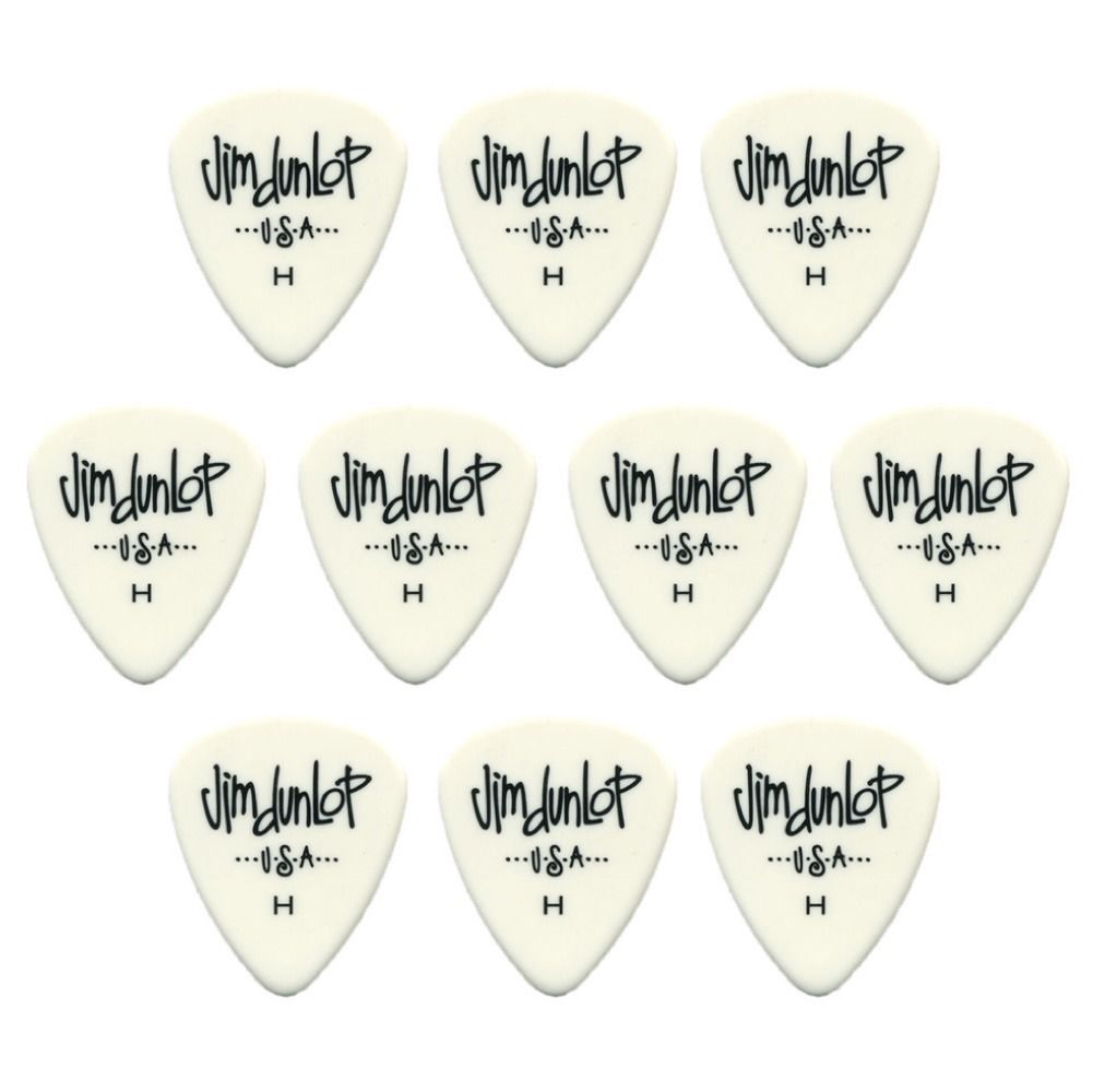 10 x Jim Dunlop Poly Heavy Gauge Guitar Picks 479RHV, Pack, White