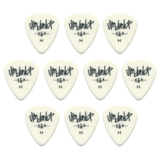 10 x Jim Dunlop Poly Heavy Gauge Guitar Picks 479RHV, Pack, White