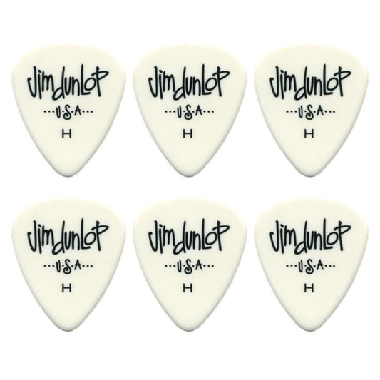 6 x Jim Dunlop Poly Heavy Guitar Picks White 479RHV