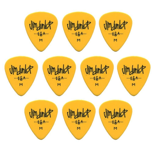 10 x Jim Dunlop Poly Medium Gauge Guitar Picks 479RMD, Pack, Yellow