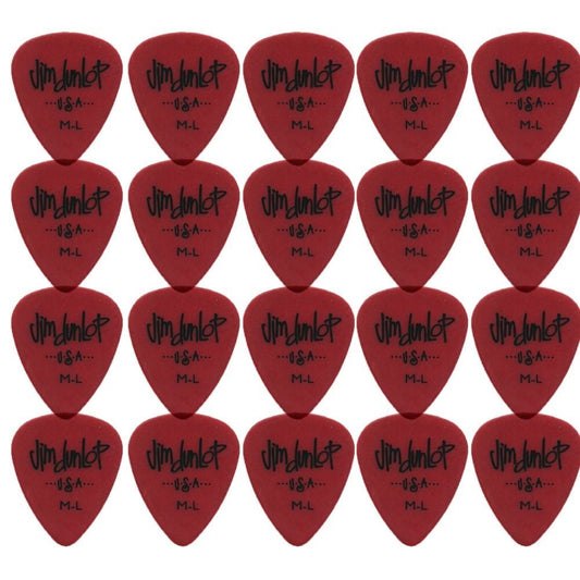 24 x Jim Dunlop Poly Medium Light Gauge Guitar Picks 479RML Plectrums Red