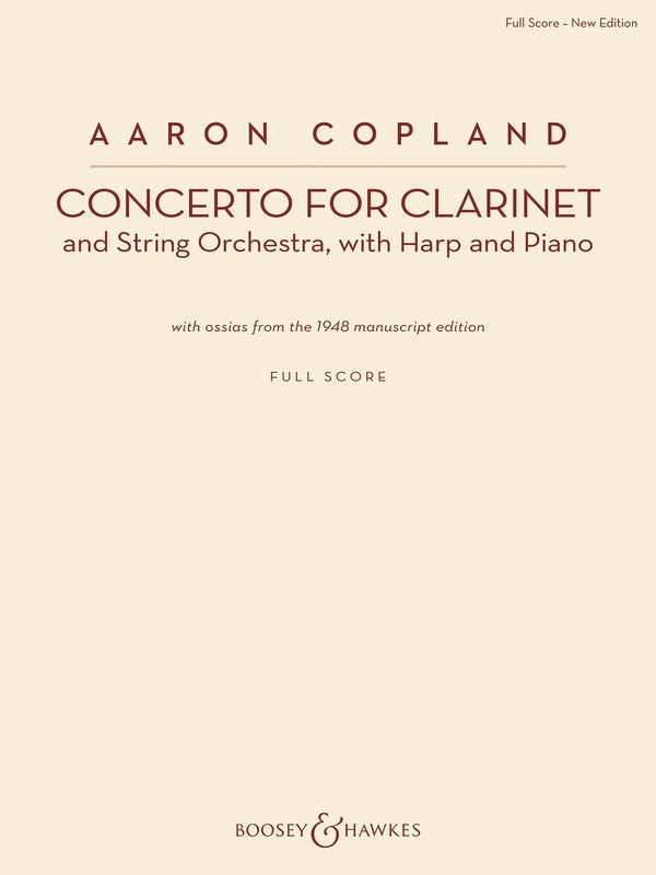 Copland - Concerto For Clarinet Full Score (Softcover Book)