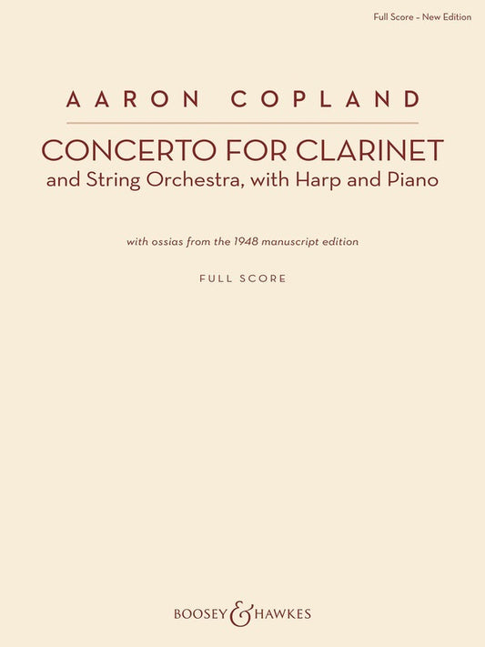 Copland - Concerto For Clarinet Full Score (Softcover Book)