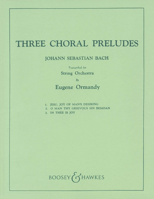 3 Chorale Preludes Orch Sc And Parts