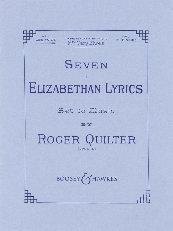 7 Elizabethan Lyrics Op 12 High Voice