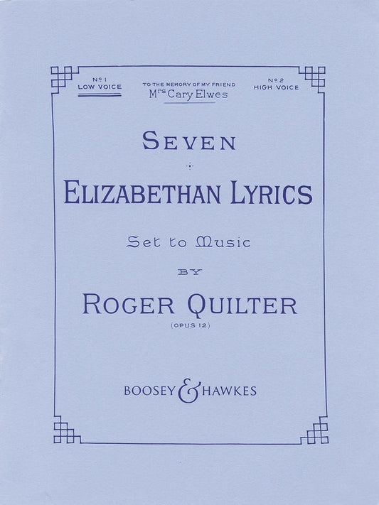 7 Elizabethan Lyrics Op 12 High Voice