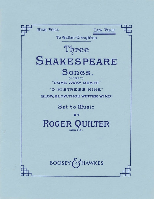 3 Shakespeare Songs Op 6 High Voice