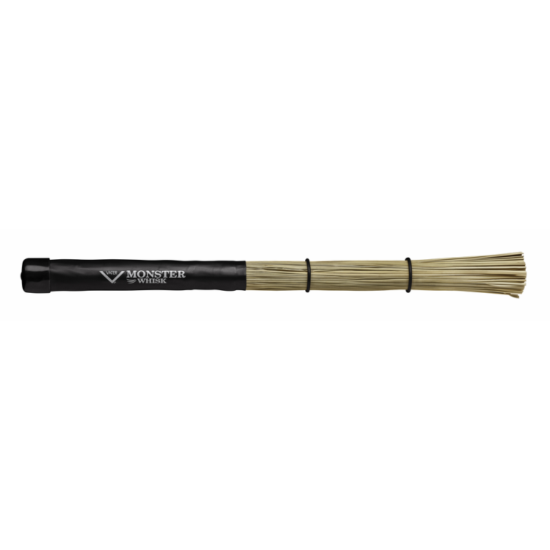 Vater Monster Whisk 2025 - Specialty Drum Stick with Sorghum Straw, Adjustable O-Rings, 1" Diameter Grip for Drums & World Percussion