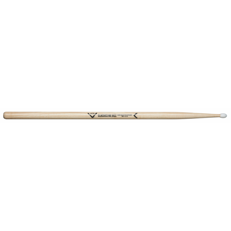 Vater Classics 8D Jazz Nylon Drumsticks - 16" Length, 7A Grip, Small Nylon Teardrop Tip for Cymbal Clarity