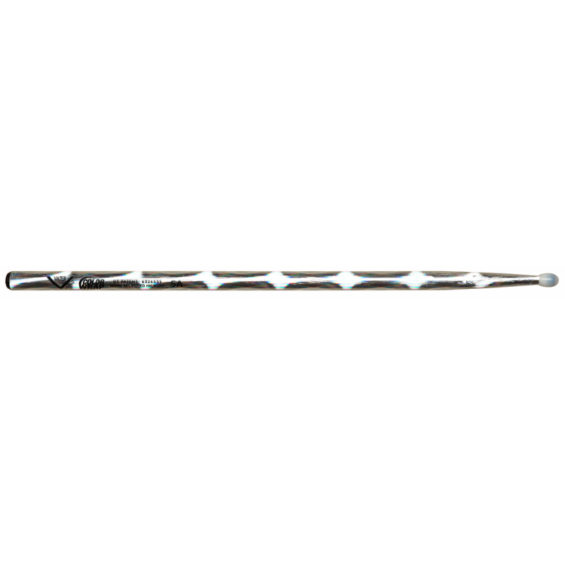 Vater Color Wrap 5A Silver Optic Nylon Tip Drumsticks