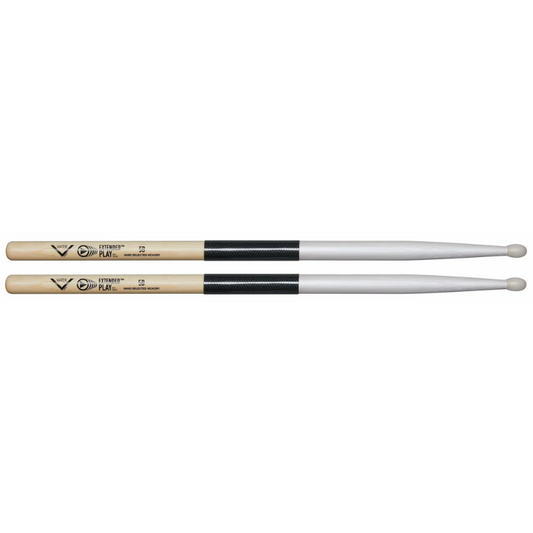 Vater Extended Play 5B Drumsticks with Wood Tip, Durable Finish, Stick Shield Technology