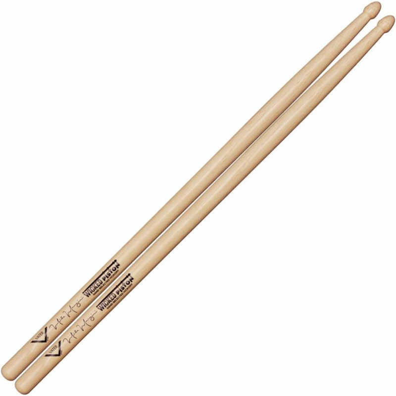 Vater Mike Mangini Wicked Piston Drumsticks - Hickory, Front Weighted Design, Acorn Tip