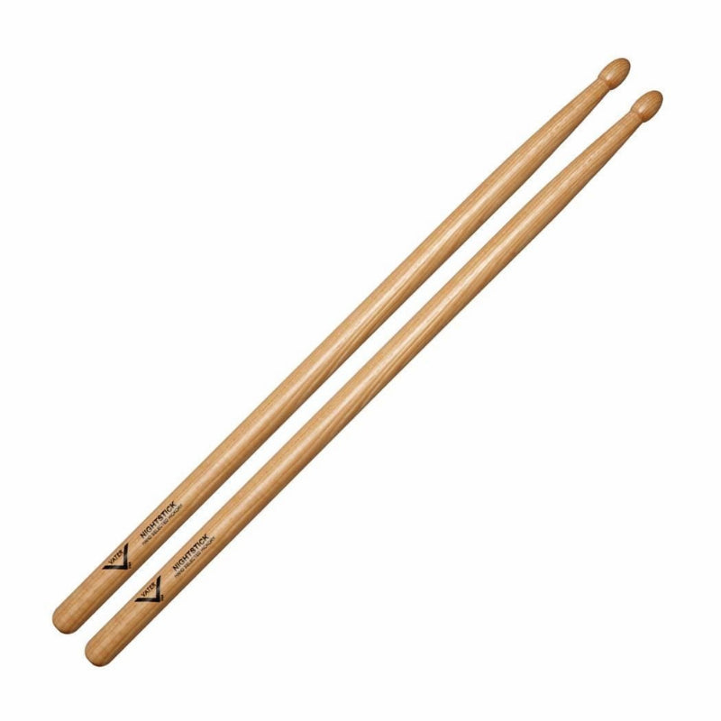 Vater Nightstick Wood Tip Drumstick - Large Oval Tip, Extra Weight, Long Shaft