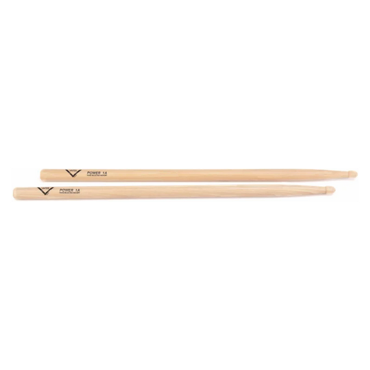 Vater Power 1A American Hickory Drumsticks - Wood Tip, 5B Style Grip, Acorn Tip