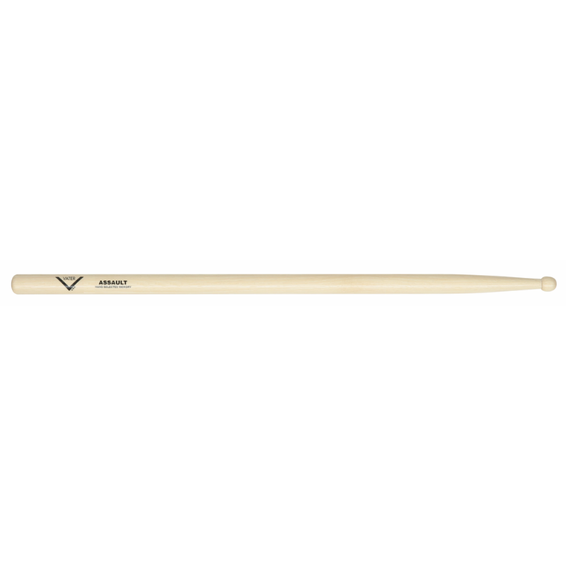 Vater Assault Drumsticks - Hickory, Similar to 2B Grip, Beefy Shoulder, Quick Taper, Rounded Barrel Tip
