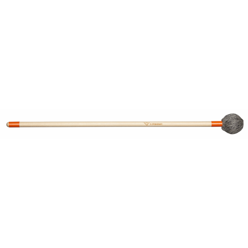 Vater V-FEM40MH Front Ensemble Marimba Mallet - Medium Hard, Birch, Oval Head, Yarn, Light Grey