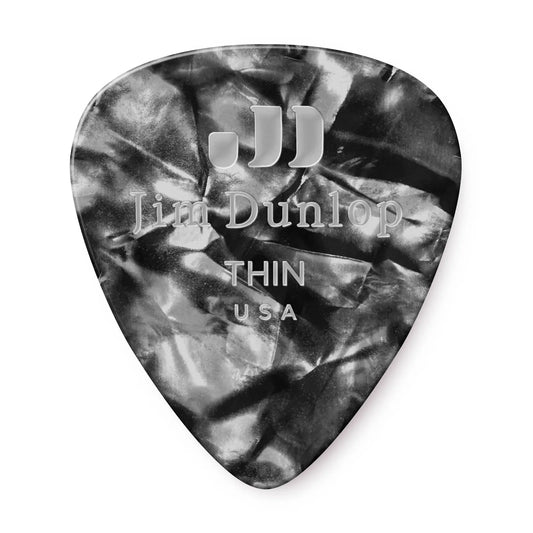 Jim Dunlop Pick THIN  - Black Pearloid Class Guitar Pick (Single)