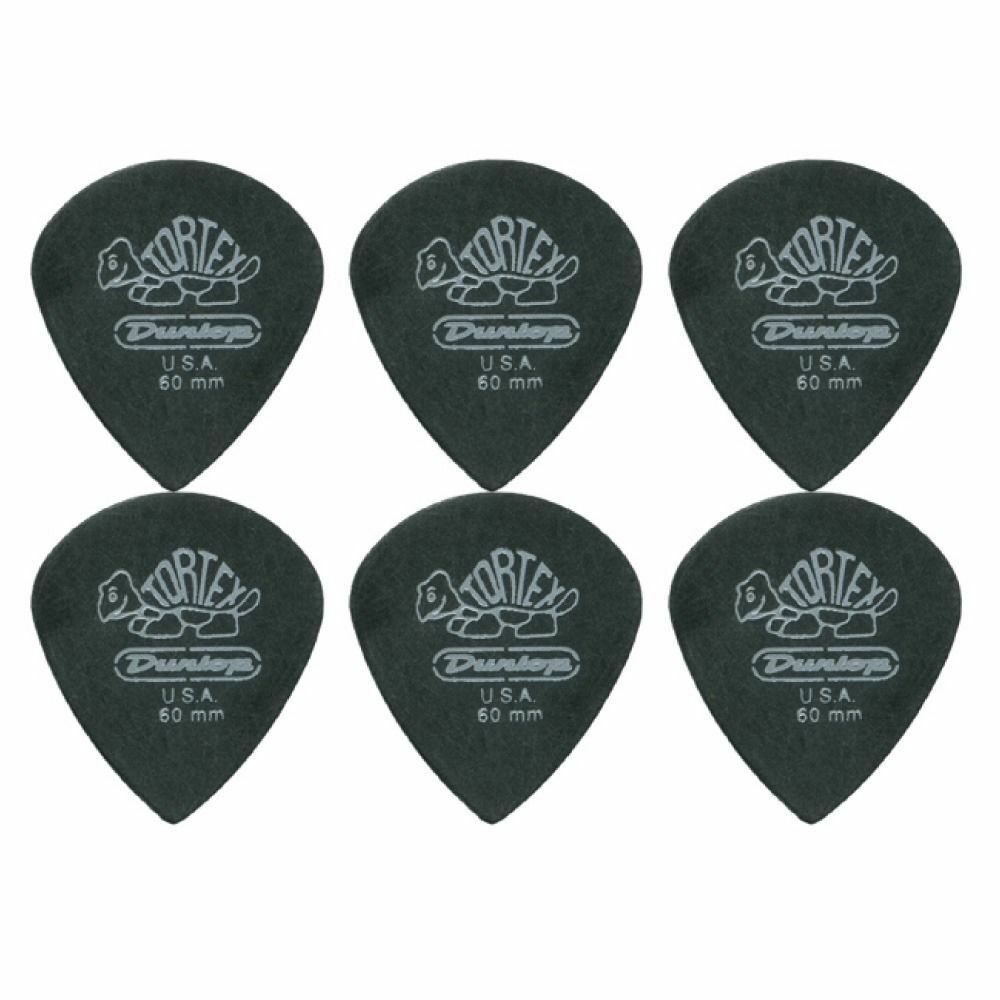 6 x Jim Dunlop Tortex Jazz 3 Pitch Black .60mm Guitar Picks III Free Post