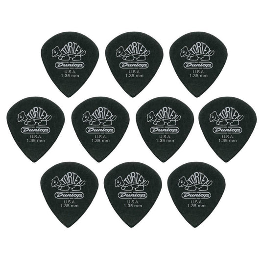 10 x Jim Dunlop Tortex Jazz 3 Pitch Black 1.35mm Guitar Picks III *NEW Free Post